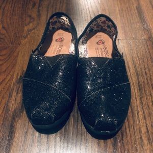 Lil Bobs black sparkle slip on shoes youth 13
